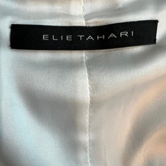 Elie Tahari 100% Linen Mara Aquamarine Abstract Stripe Skirt Fit & Flare Size 8 - Picture 10 of 14